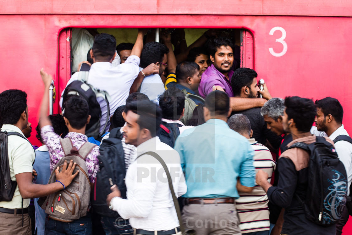 "Busy train in Colombo, Sri Lanka" stock image