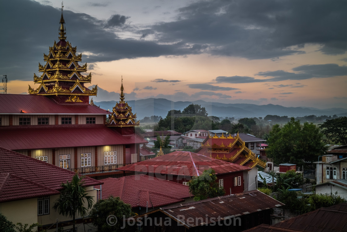 "Sunset over Myanmar" stock image