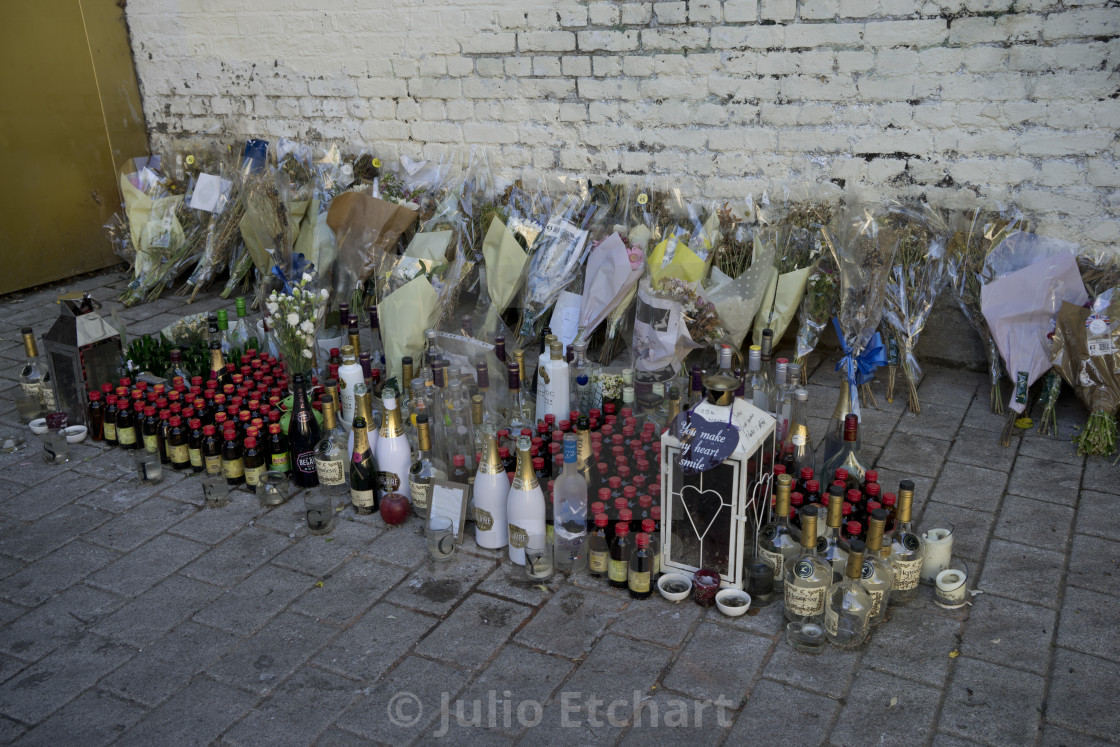 Flower Memorial To Young Victim Of Crime Under Railway Arches By Train And Overground Station In Hackney London England Uk License Download Or Print For 24 80 Photos Picfair