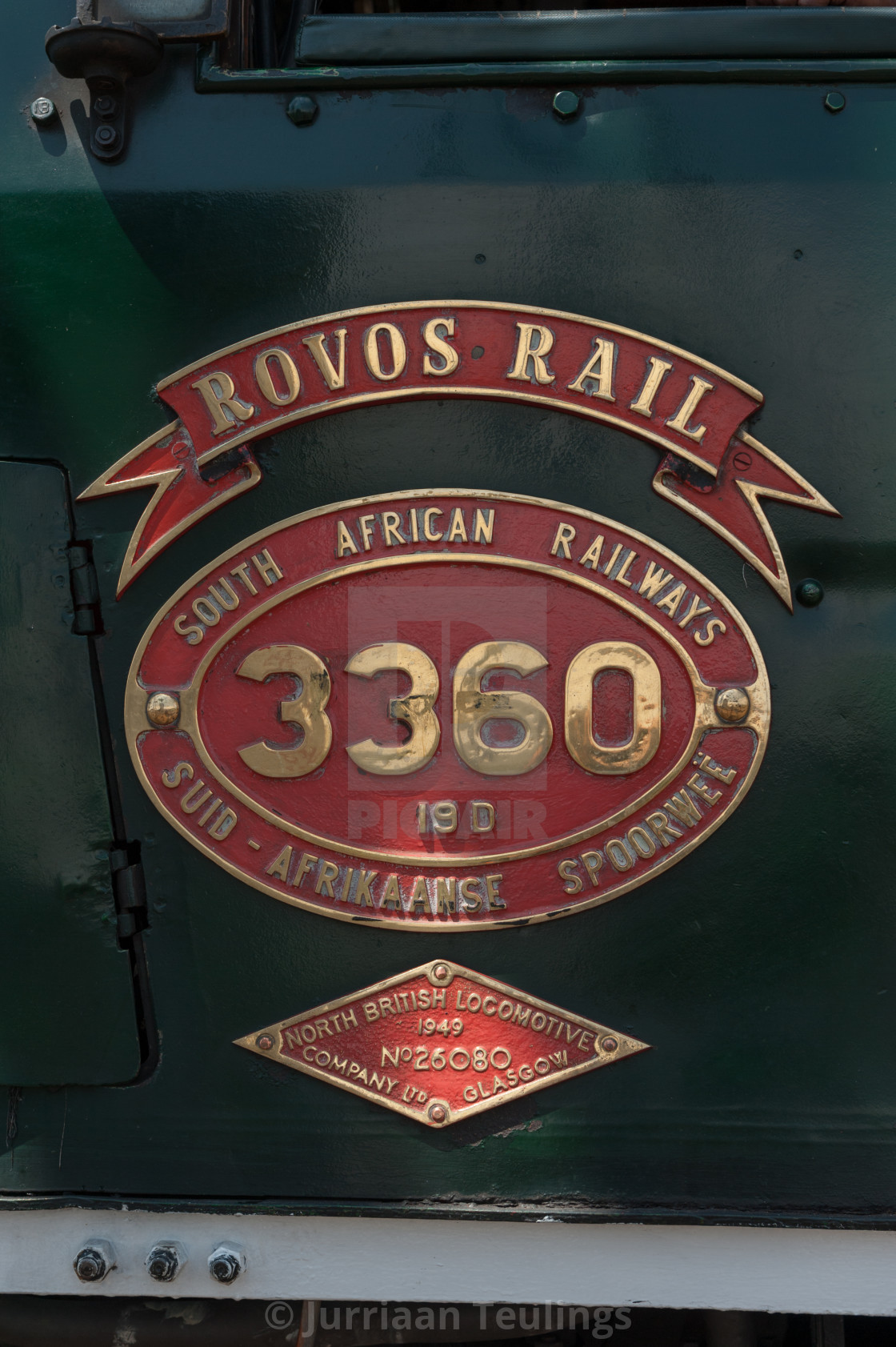 "Rovos Rail logo on steam engine" by Jurriaan Teulings - $15.31 "Rovos Rail logo on steam engine" stock image