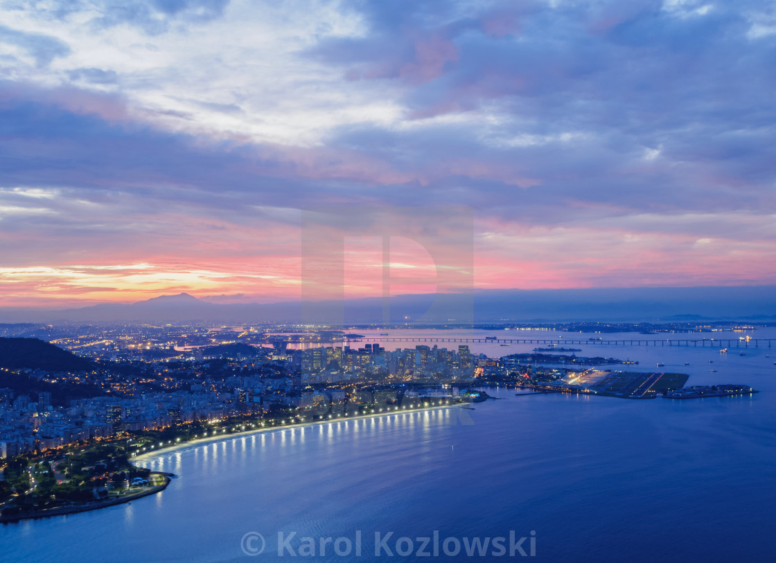 Skyline From The Sugarloaf Mountain At Sunset Rio De
