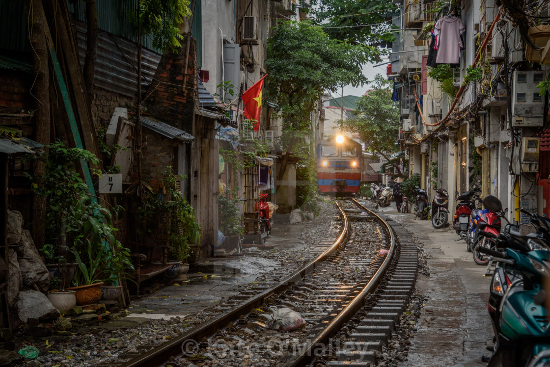 "Train Street Hanoi Vietnam" stock image