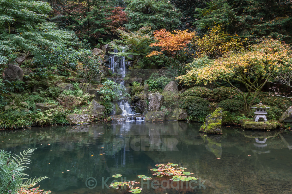 "Japanese Garden waterfall" stock image