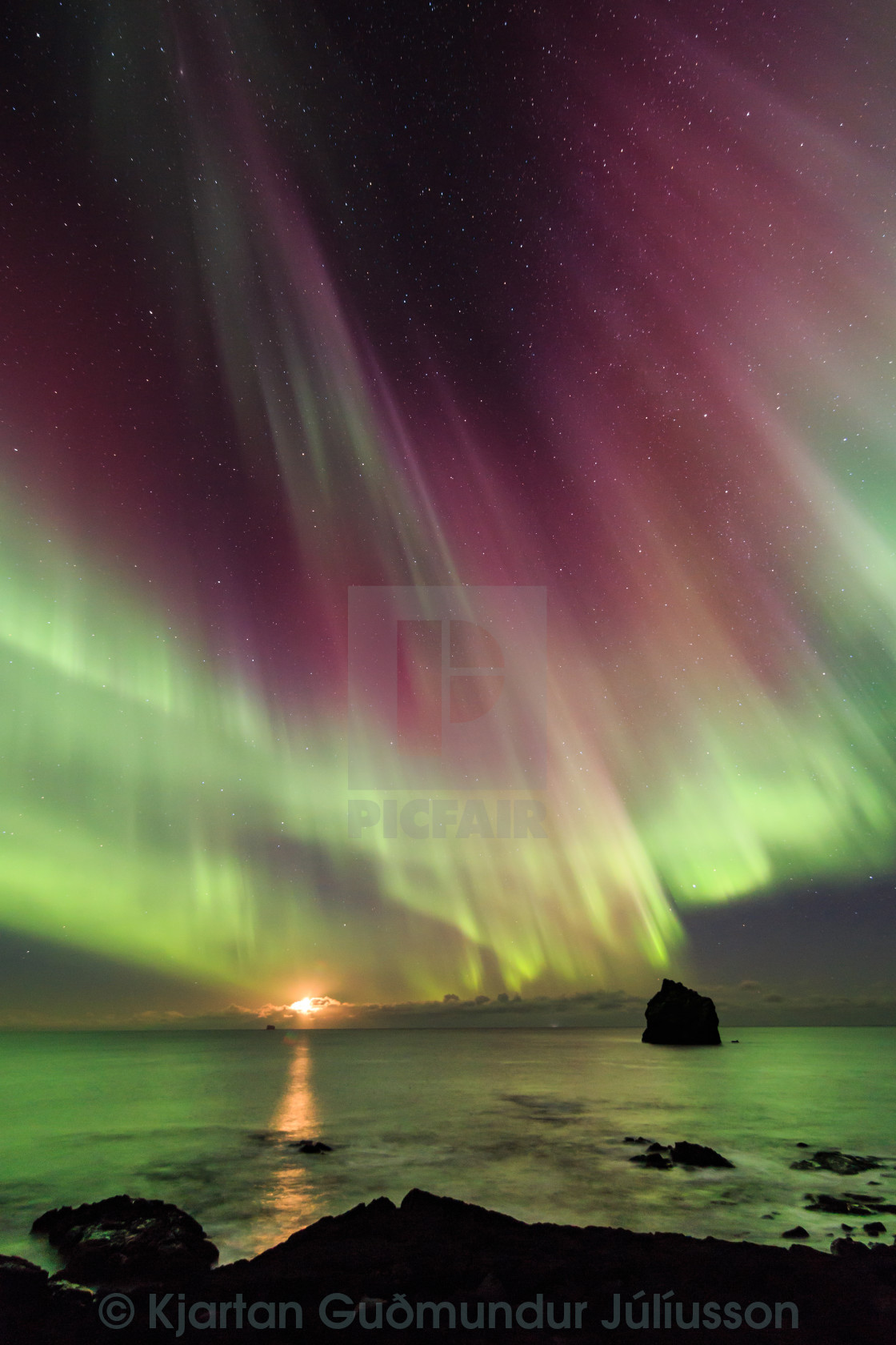 "Moonset at Reykjanes." stock image