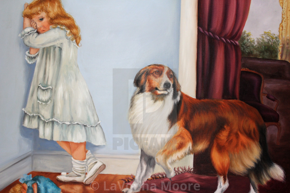 Dog And Little Girl Crying License Download Or Print For 10 00