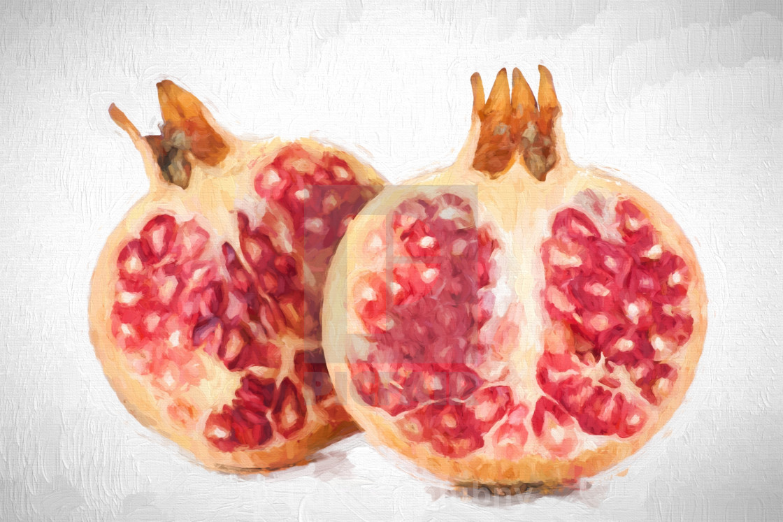 Oil Painting Fresh Fruit Pomegranate License Download Or