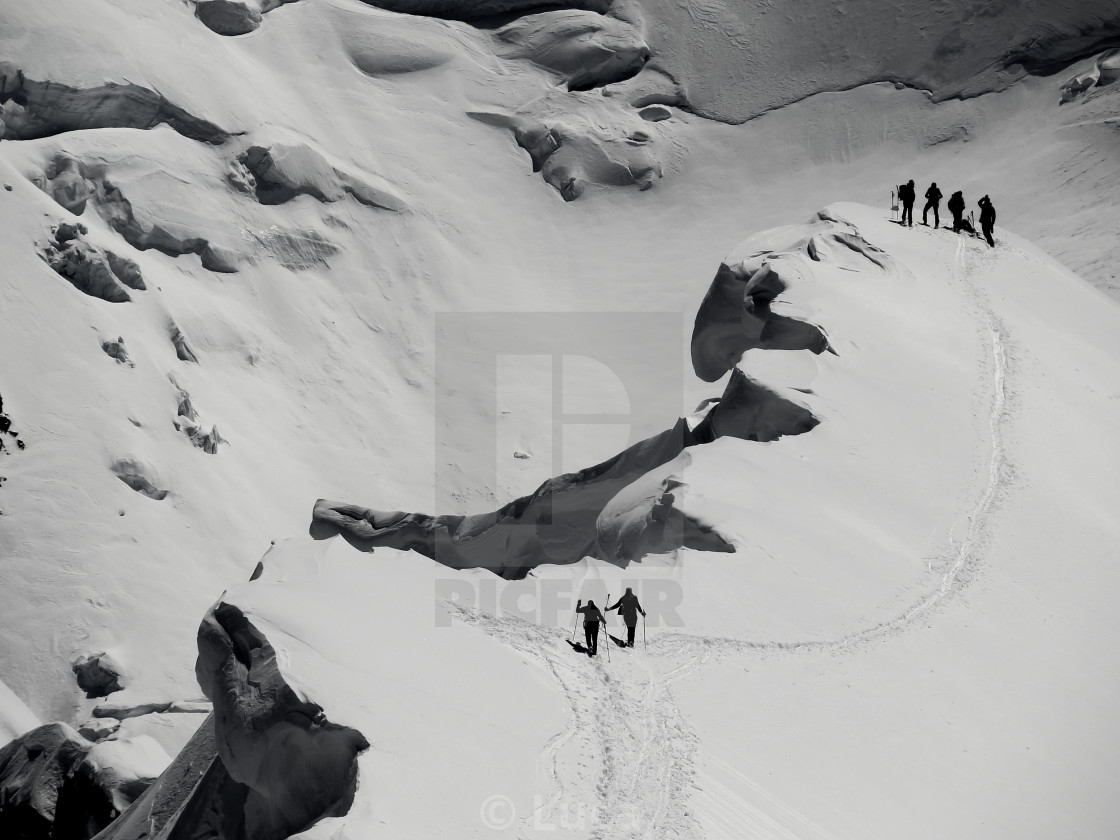 "Central Breithorn, the final snowy ridge" stock image