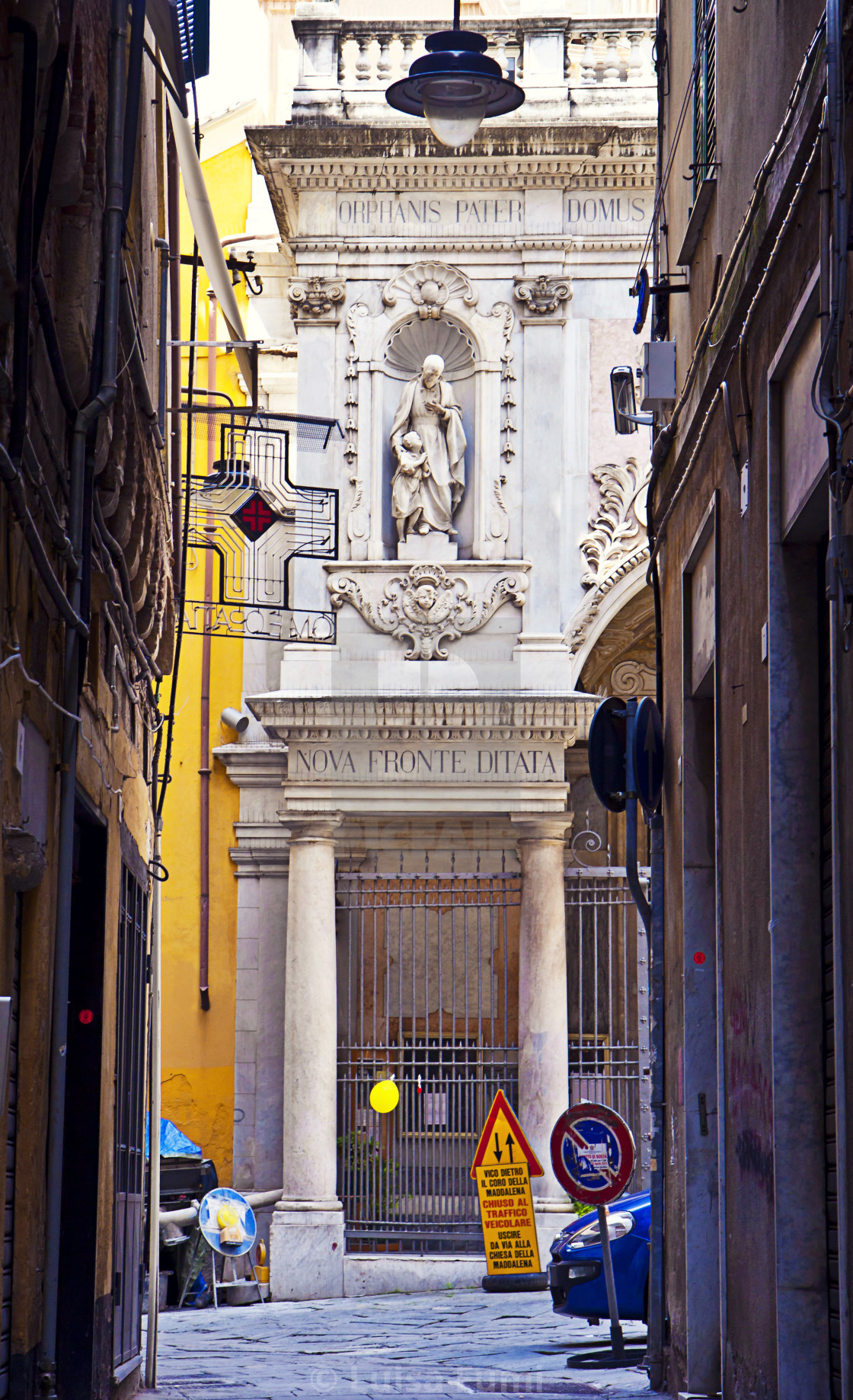 "Genoa, Italy - old town and St. Mary Magdalene church" stock image