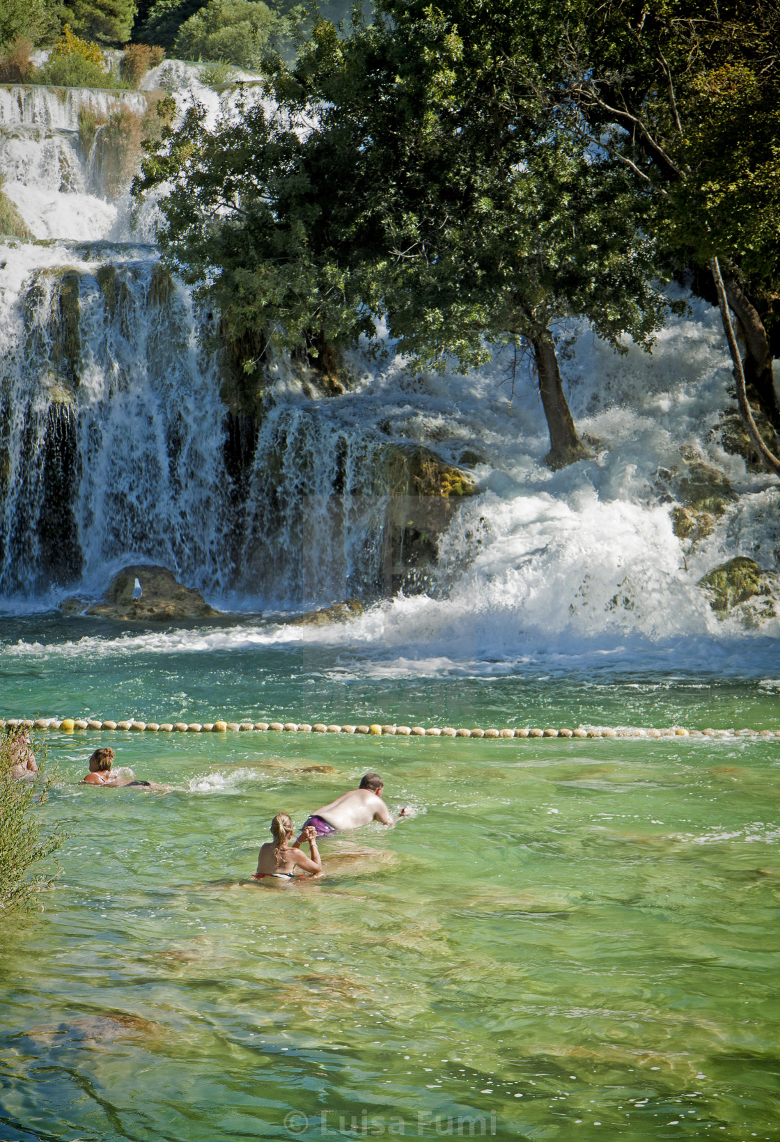 "Tourists swim at Krka waterfalls, Croatia" stock image