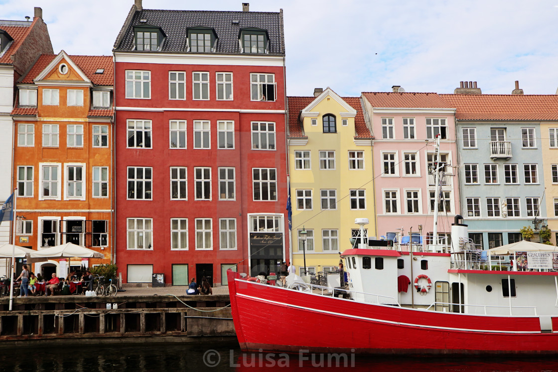 "COPENHAGEN, DENMARK - Nyhavn famous touristic landmark" stock image