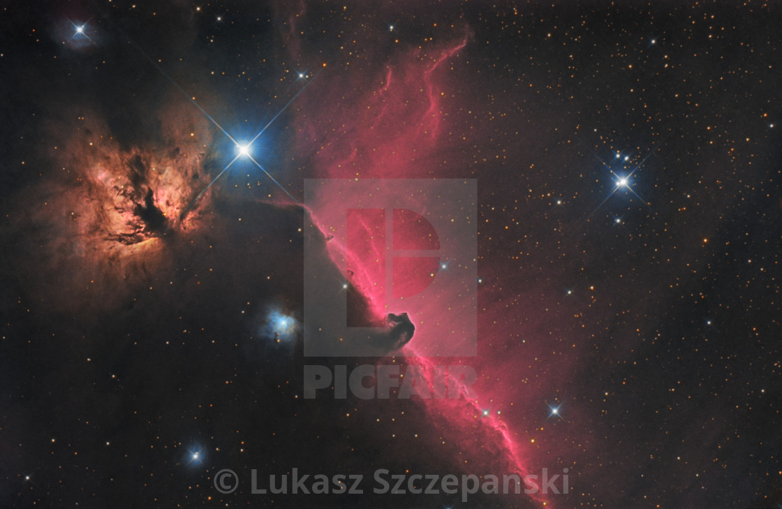 "Horsehead and Flame nebula in constellation Orion" by Lukasz Szczepanski - $24.31 "Horsehead and Flame nebula in constellation Orion" stock image