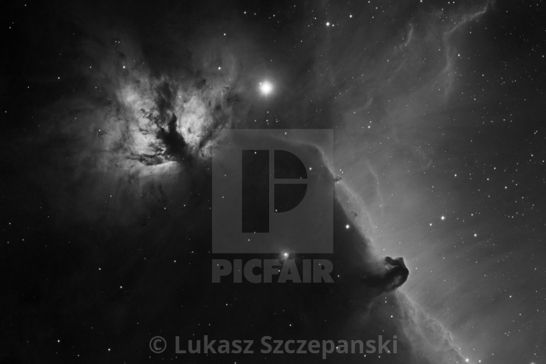 "Deep space objects Flame Nebula (NGC 2024) and Horsehead Nebula (B33 inside IC 434) in the constellation Orion" by Lukasz Szczepanski - $20.81 "Deep space objects Flame Nebula (NGC 2024) and Horsehead Nebula (B33 inside IC 434) in the constellation Orion" stock image