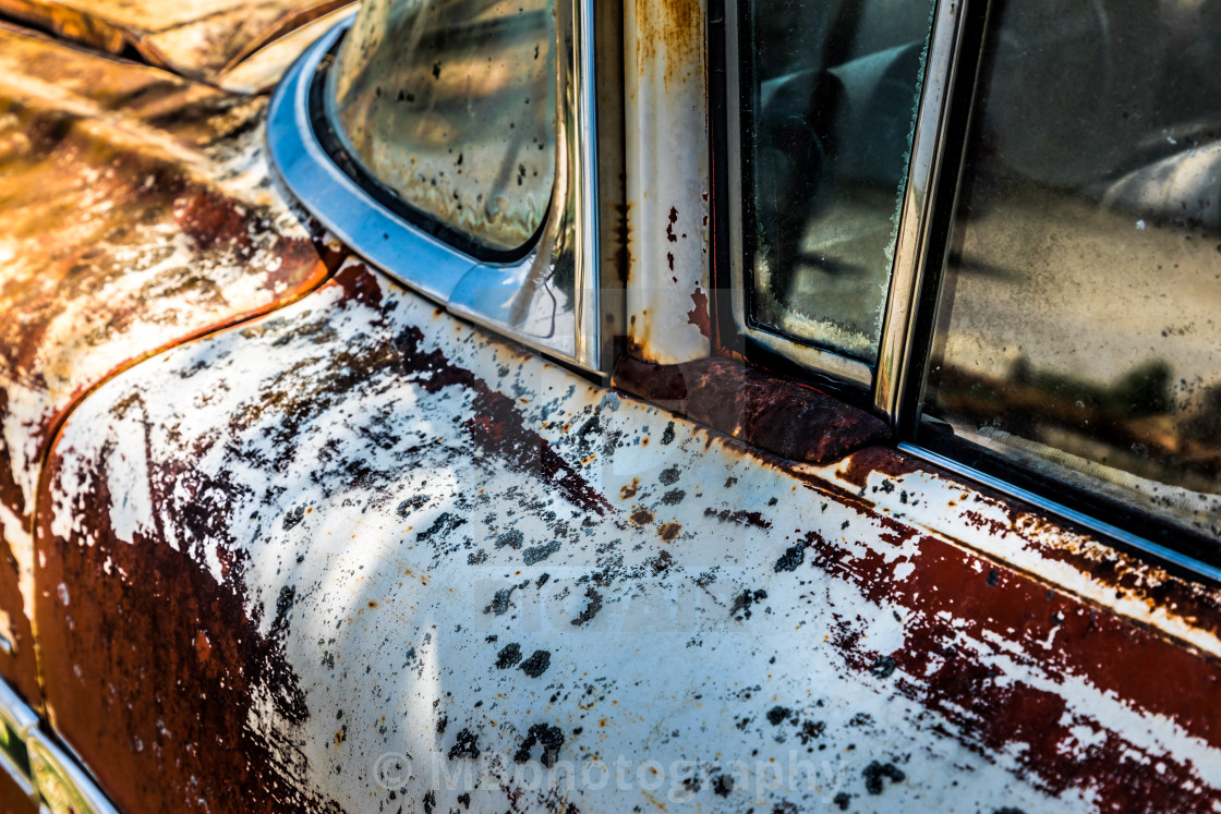 "Close up of a rusty car" stock image