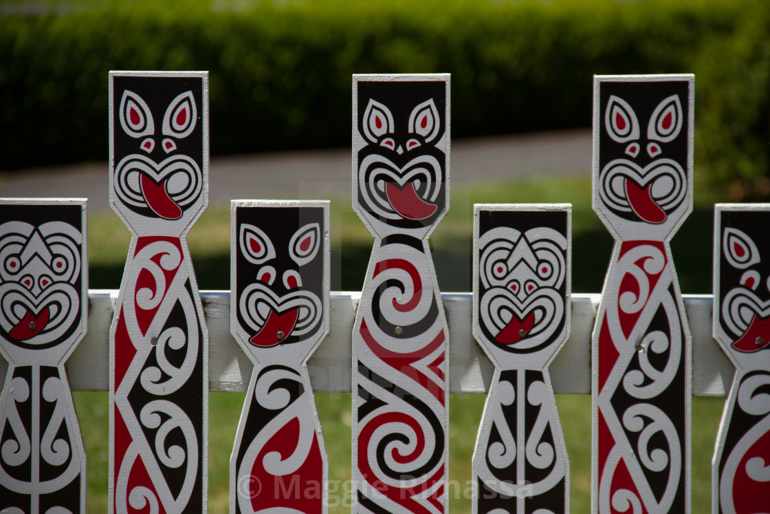 Traditional Maori Designs On Fence Posts Rotorua New Zealand License Download Or Print For 7 Photos Picfair