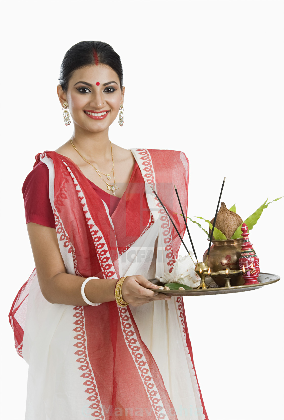 Bengali Woman Holding A Puja Thali License Download Or Print For 12 40 Photos Picfair