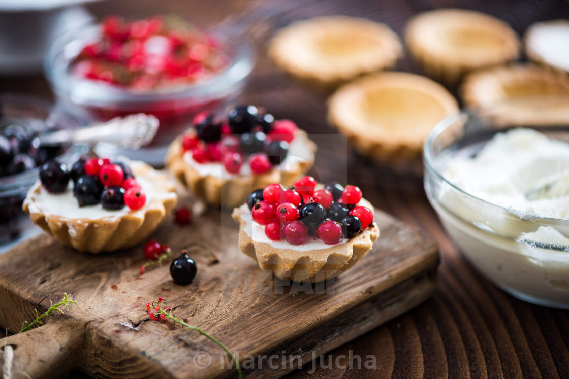 Making Black And Red Currant Tart With Cottage Cheese License