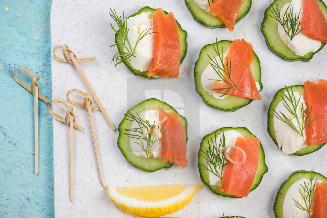 Smoked Salmon Cottage Cheese And Cucumber Snack License