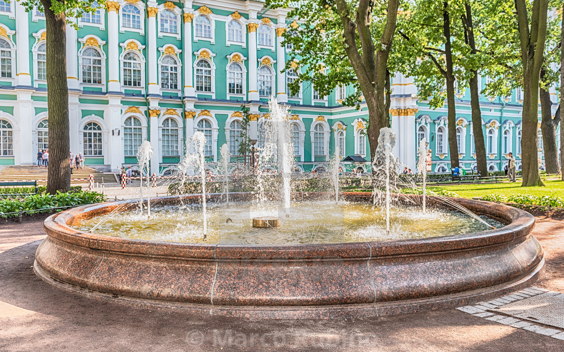 Fountain In The Courtyard Of Winter Palace St Petersburg Russia