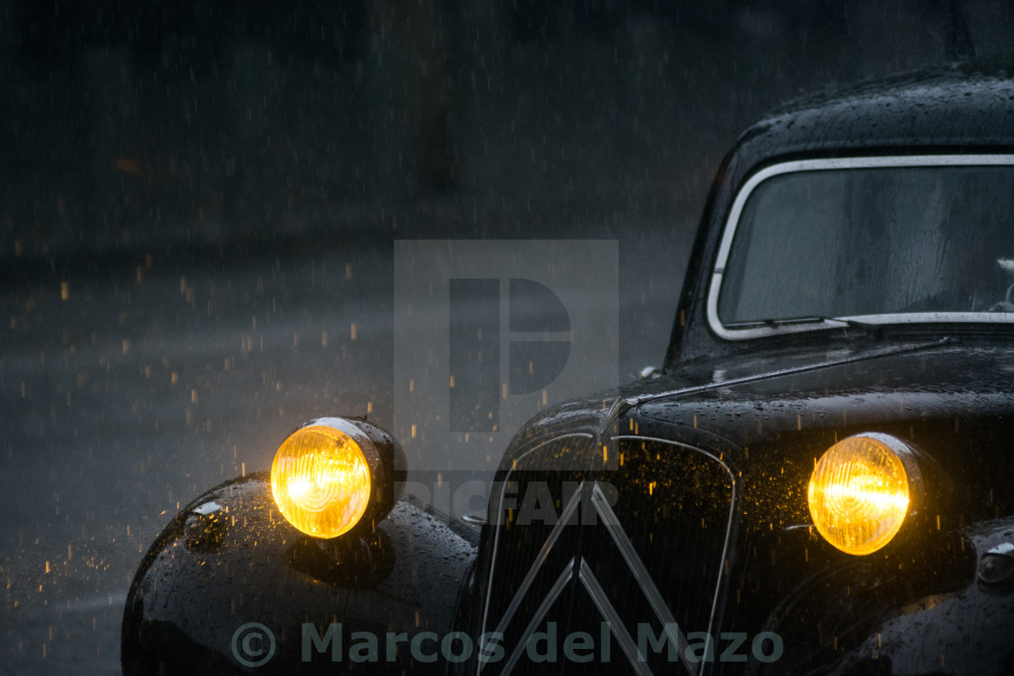 "Old car under the rain" stock image