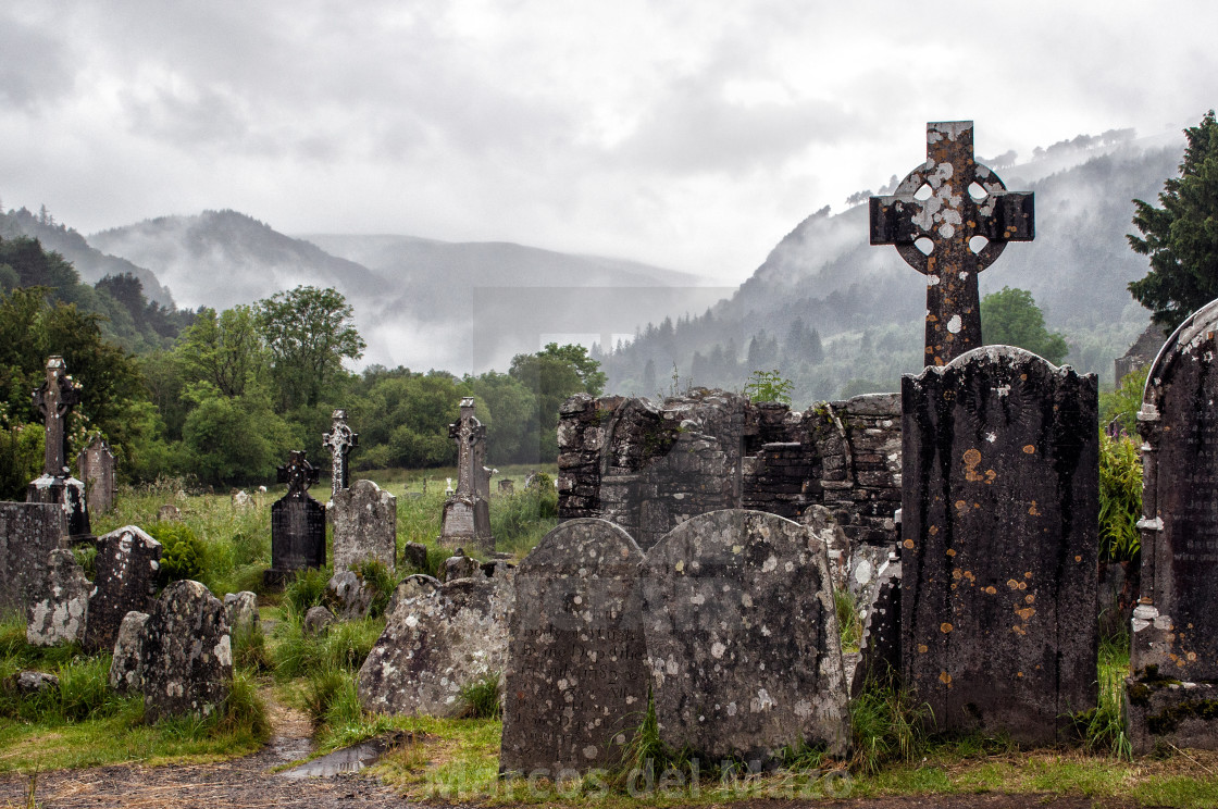 "Glendalough cemetery in Wicklow" stock image