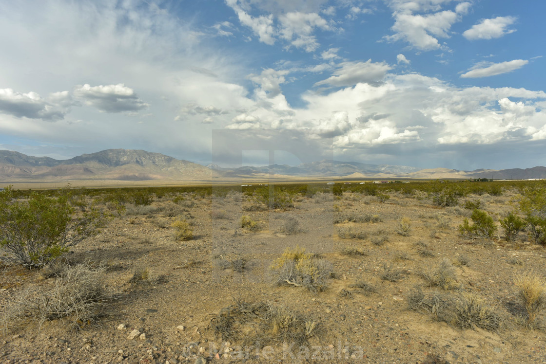 "white clouds in blue sky over Mojave Desert, Nevada, USA" by Marie Kazalia - $15.29 "white clouds in blue sky over Mojave Desert, Nevada, USA" stock image