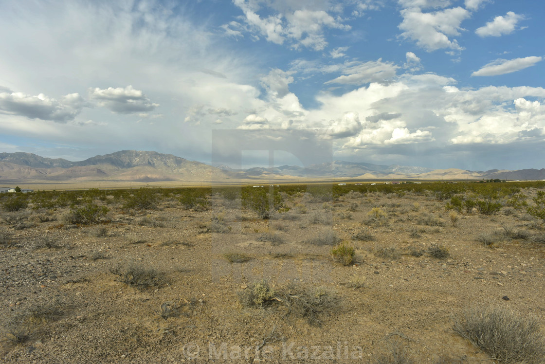 "white clouds in blue sky over Mojave Desert, Nevada, USA" by Marie Kazalia - $15.29 "white clouds in blue sky over Mojave Desert, Nevada, USA" stock image