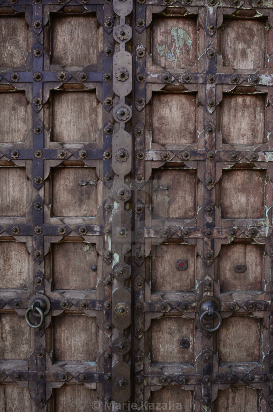 "rustic old wood door with antique metalwork details Baja, Mexico" by Marie Kazalia - $15.16 "rustic old wood door with antique metalwork details Baja, Mexico" stock image