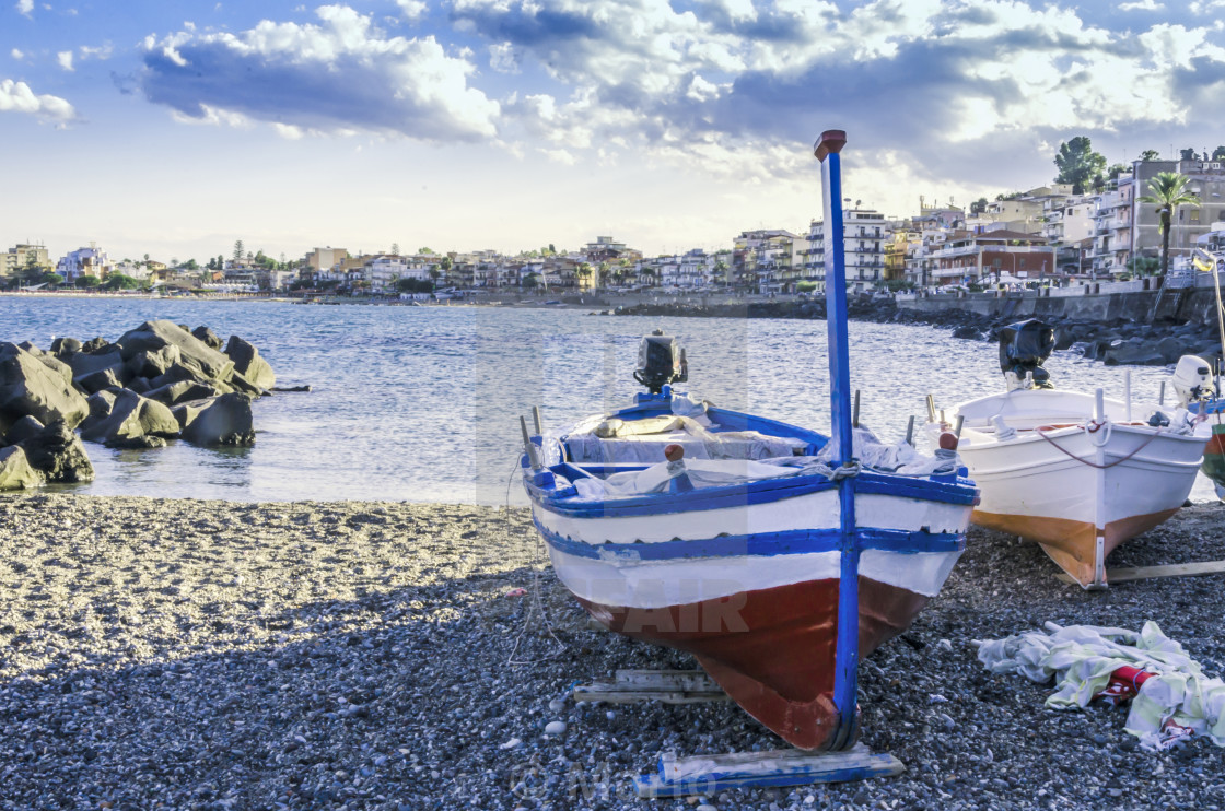 Fishing Boats On The Coast Of The City Of Giardini Naxos Sicily License Download Or Print For 2 48 Photos Picfair