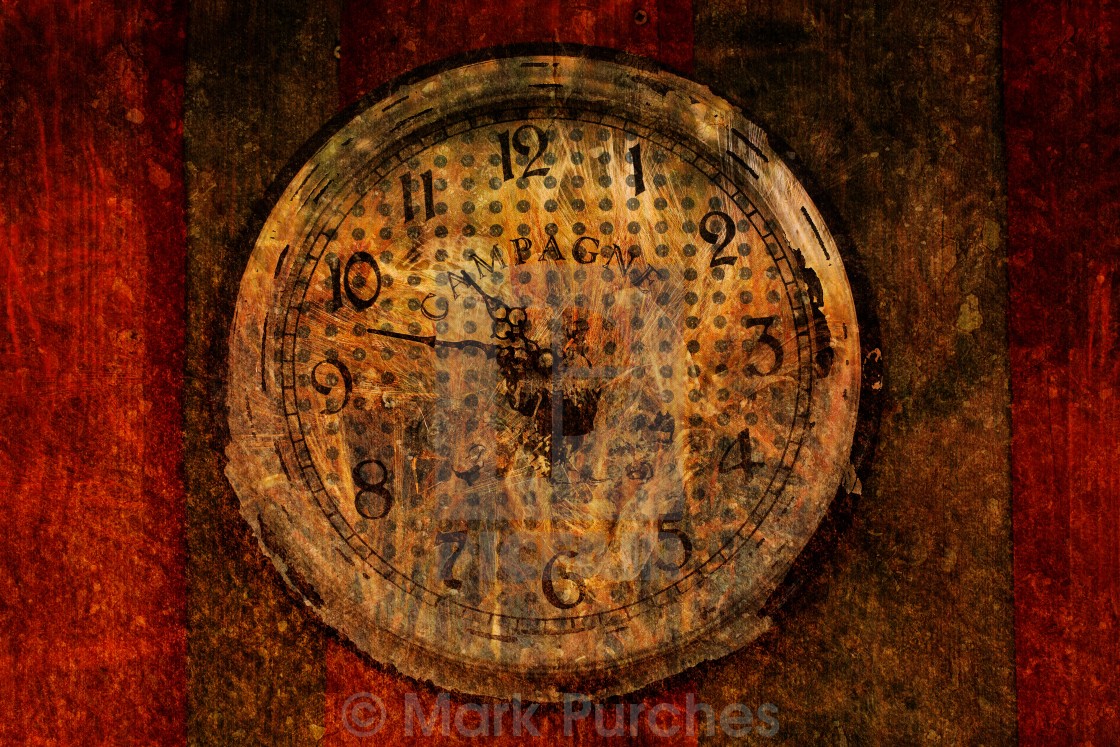 "Old Vintage Analogue Clock Face With Texture Pattern" stock image