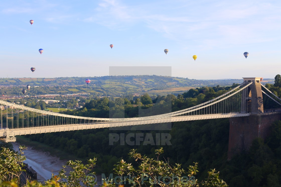 "Bristol Balloon Fiesta & Clifton Bridge" stock image