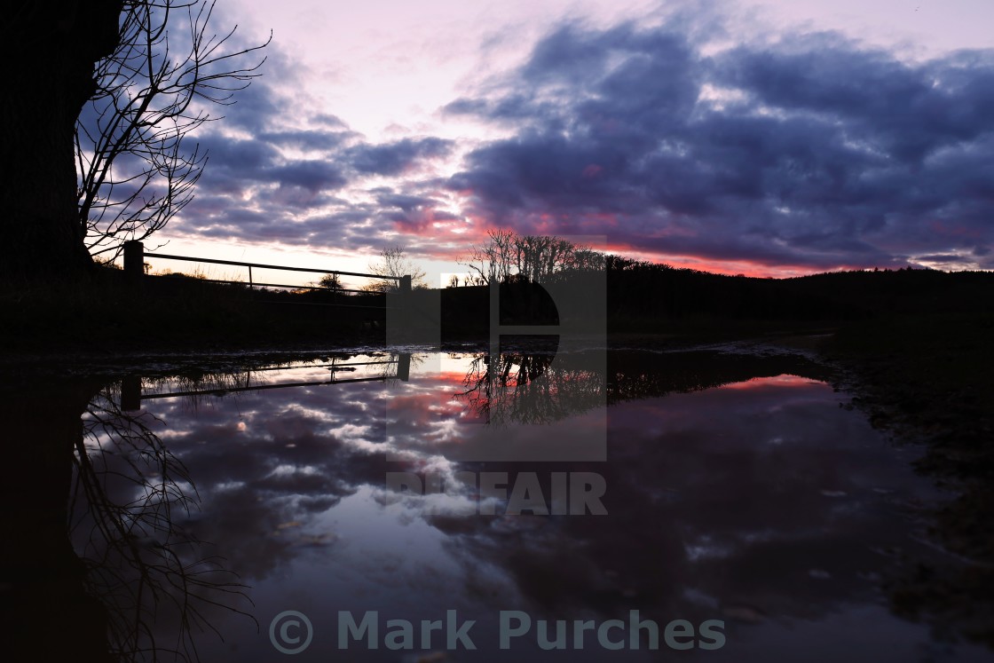 "Reflection After Storm Imogen - Sunset" stock image