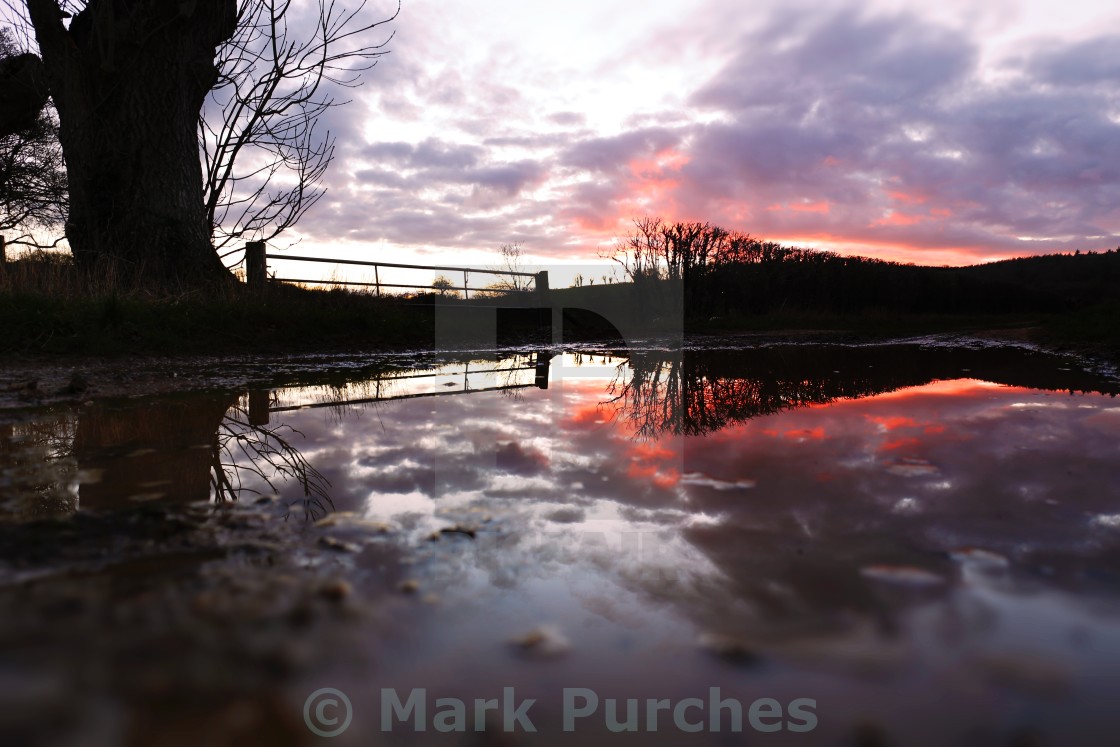 "Reflection After Storm Imogen - Sunset" stock image