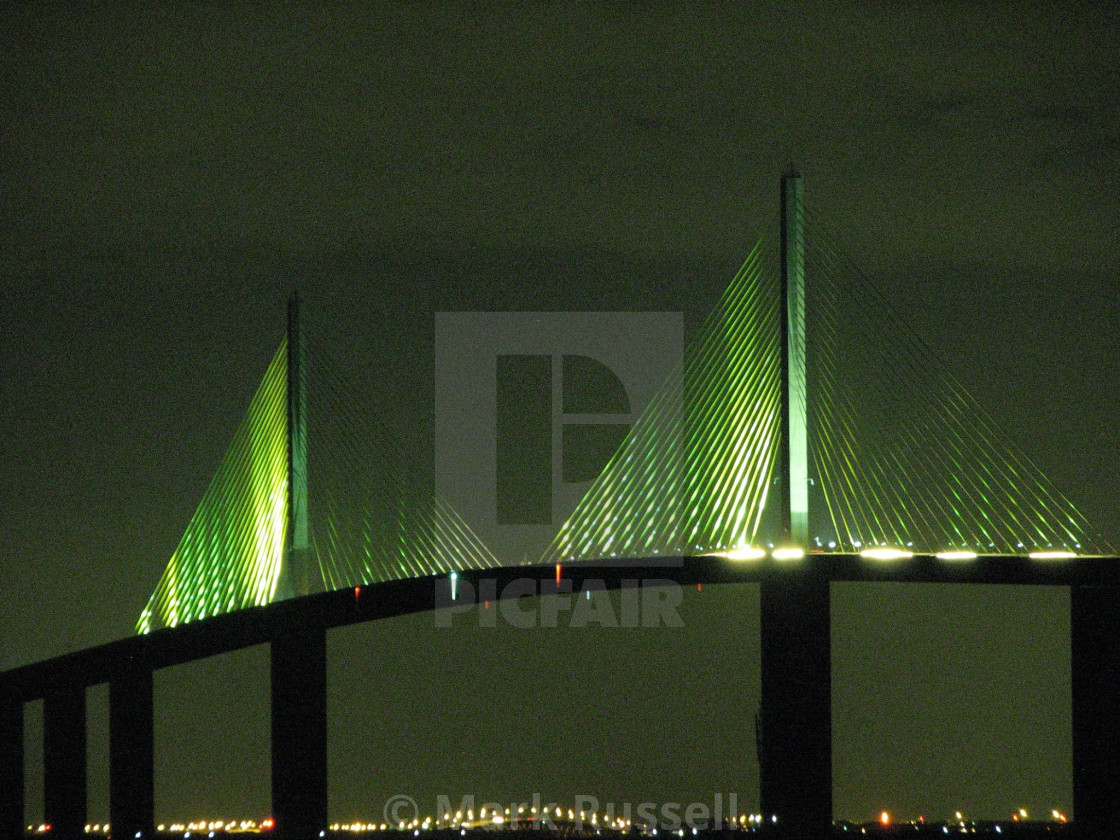 Sunshine Skyway Bridge At Night License Download Or Print For