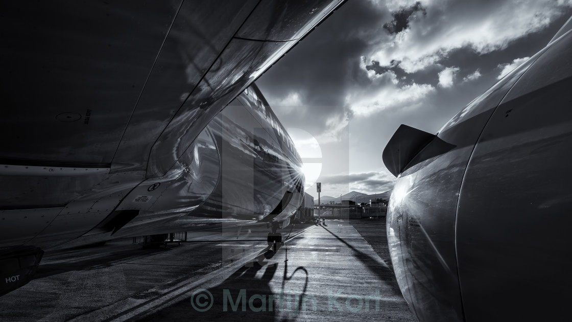 "Airplane reflection" stock image