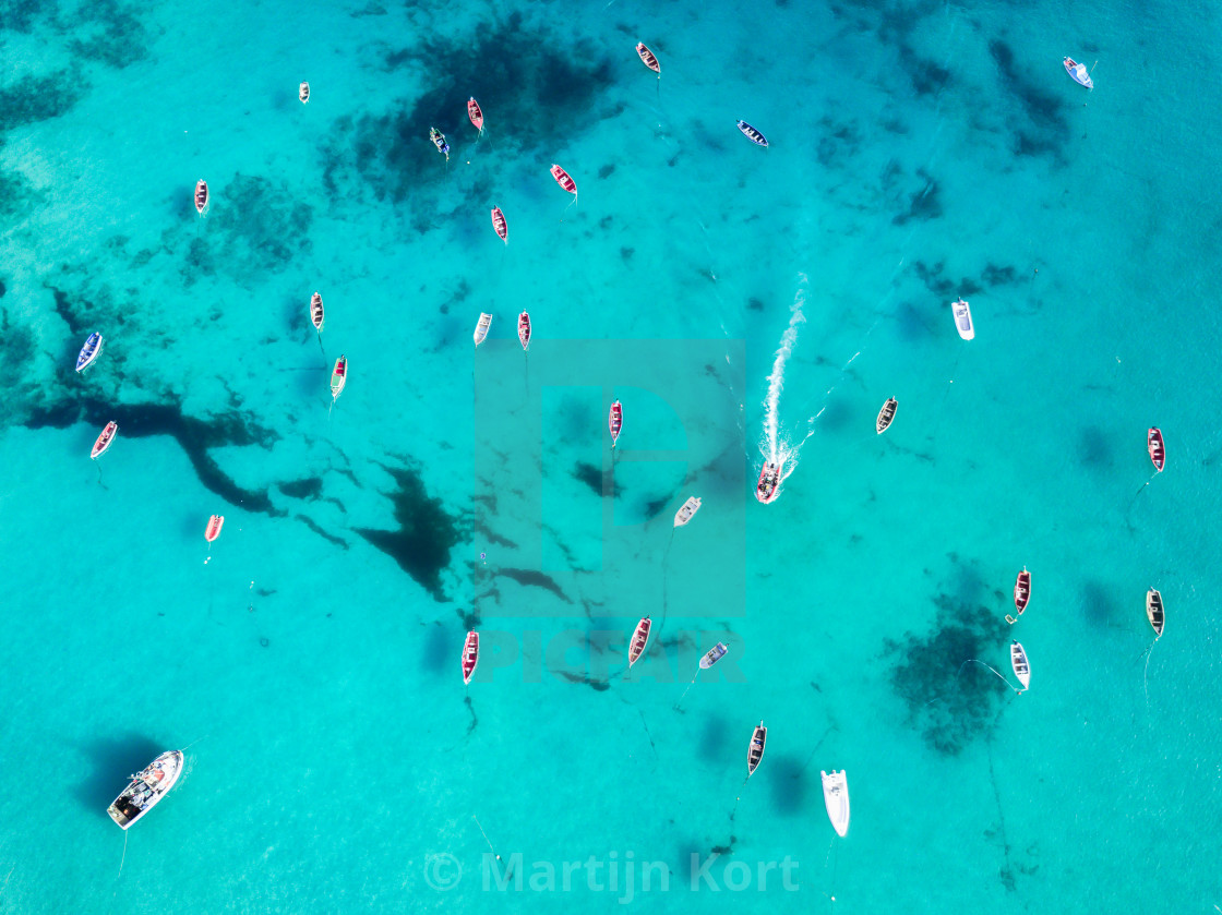 "Clear ocean with boats" stock image