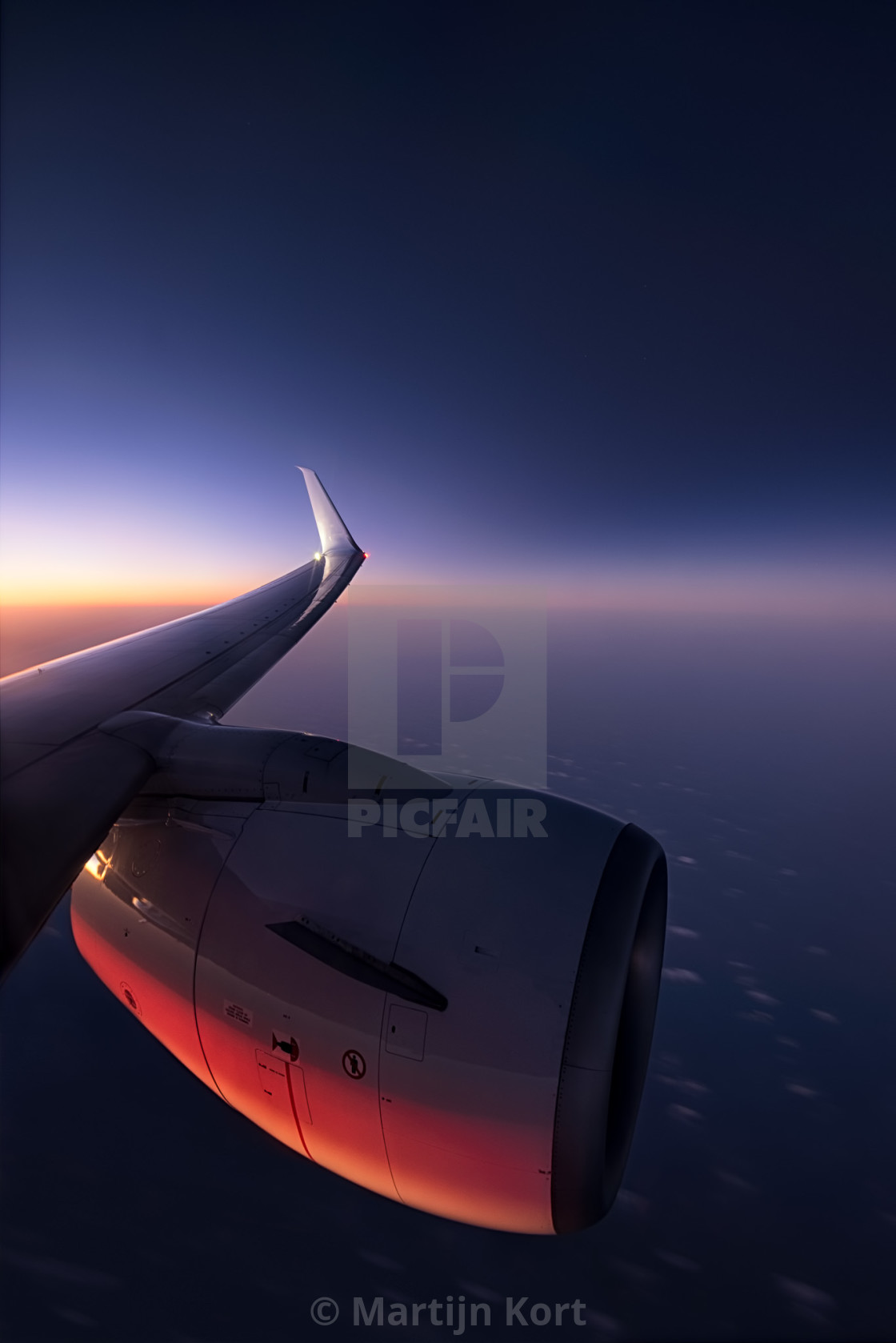 "Jet engine at sunset" stock image