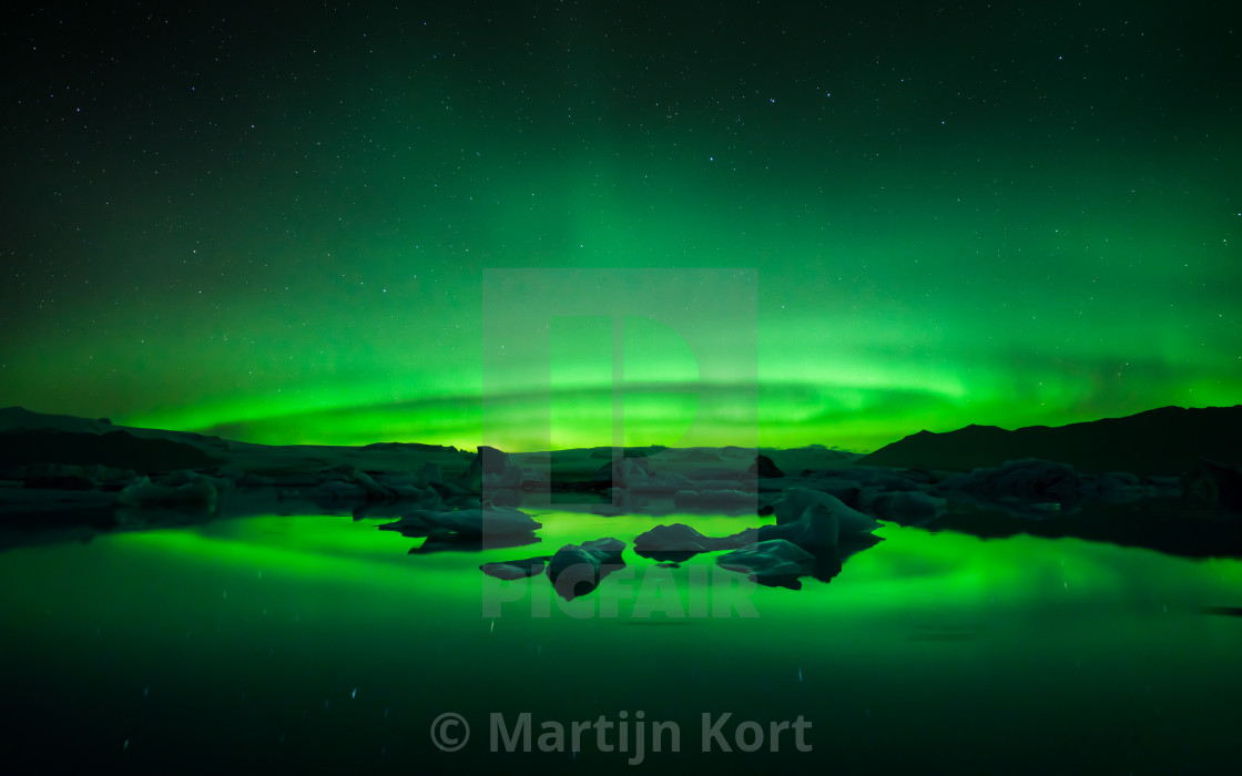 "Glacier Lagoon Aurora" stock image