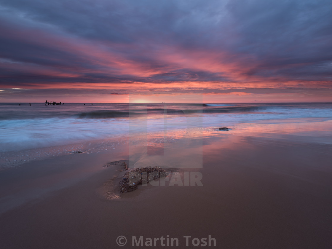 "Start. Happisburgh beach sunrise I" stock image