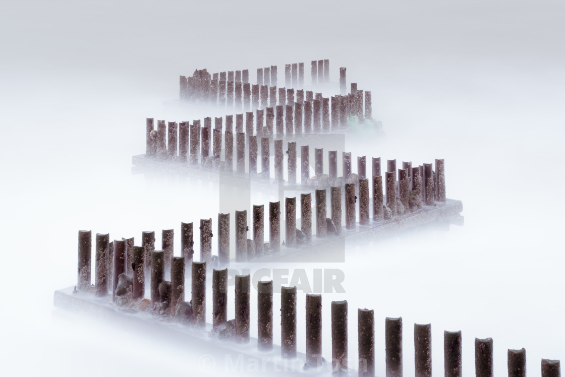 "Filtered. Caister zigzag sea groynes III. Long exposure iii" stock image