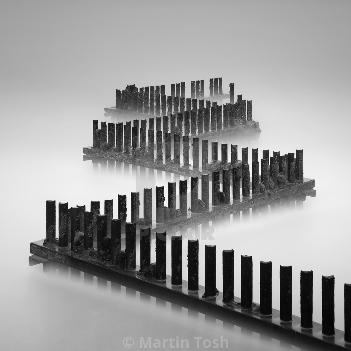 "Caister zigzag sea groynes IV. Long exposure iv" stock image