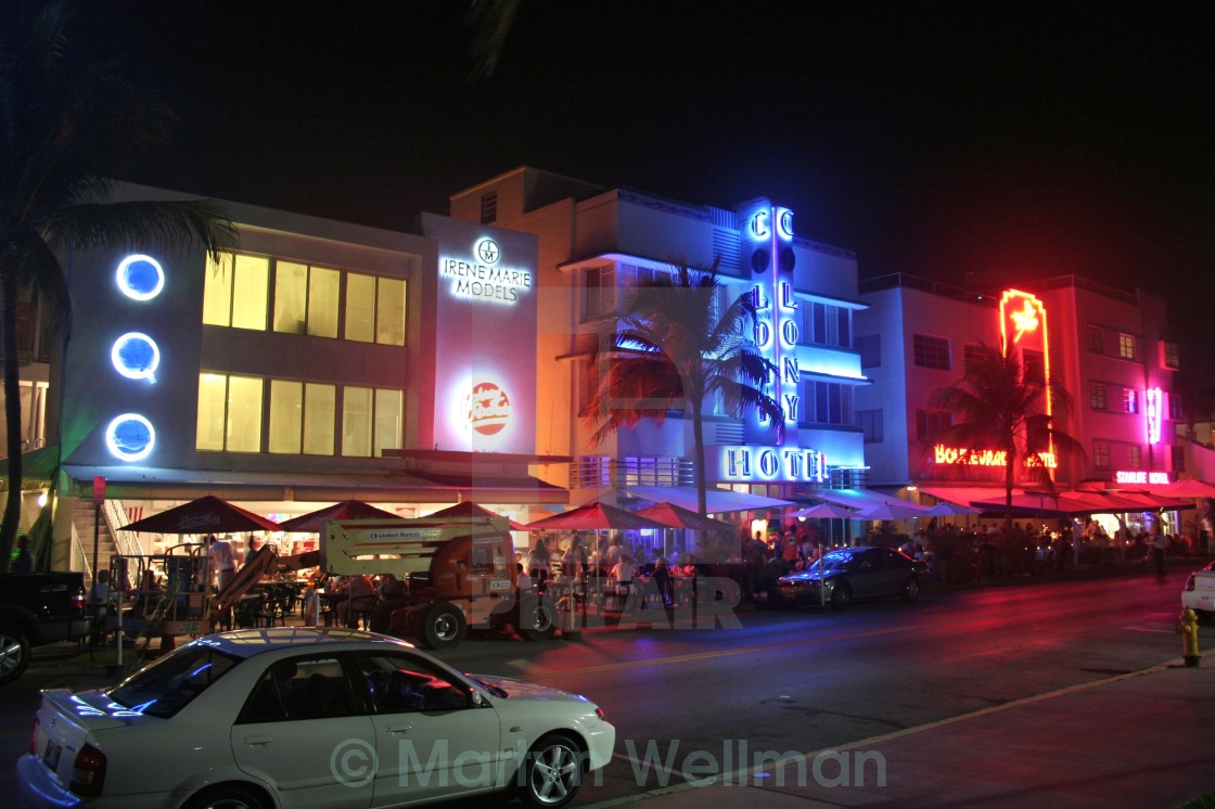 "Miami Beach at night" stock image