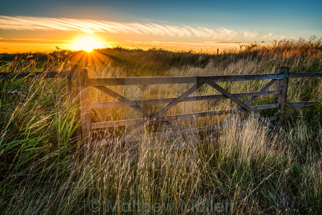 "Sunset behind the gate" stock image