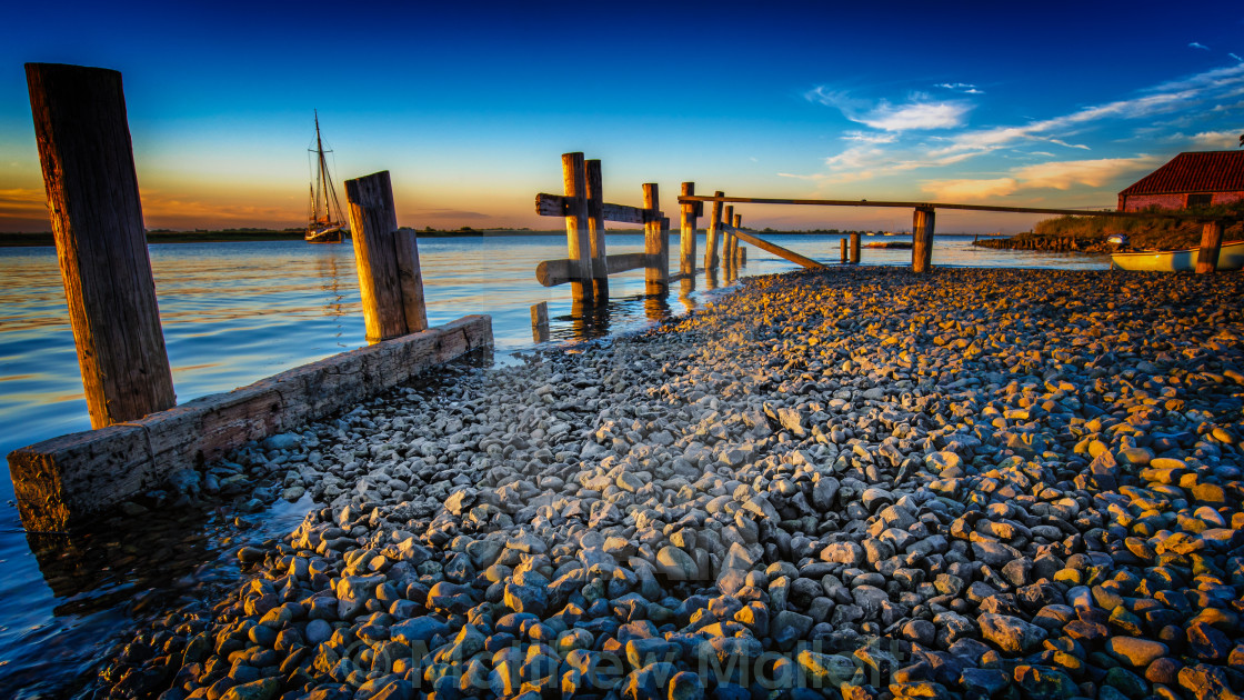 "Sunset on Landermere Beach in August 2015" stock image