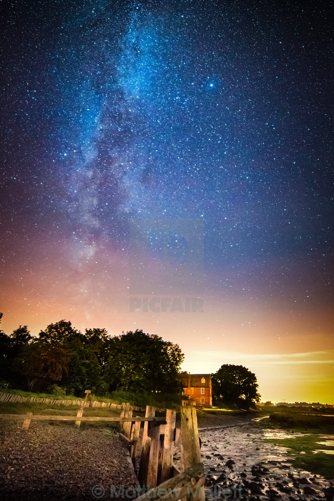 "Milky Way Over September Landermere Quay" stock image