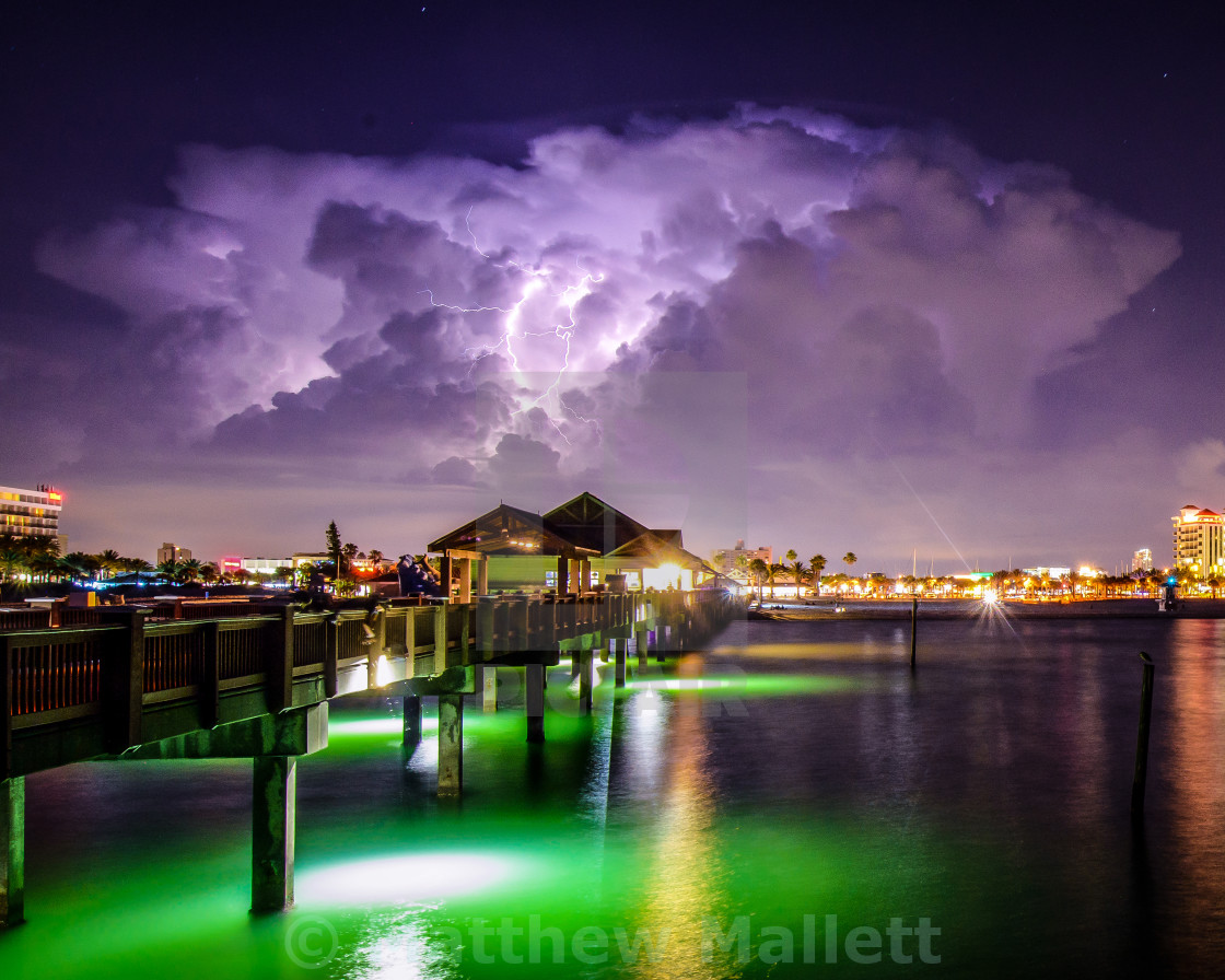 "Pier 60 Clearwater Beach Lightning Storm" stock image