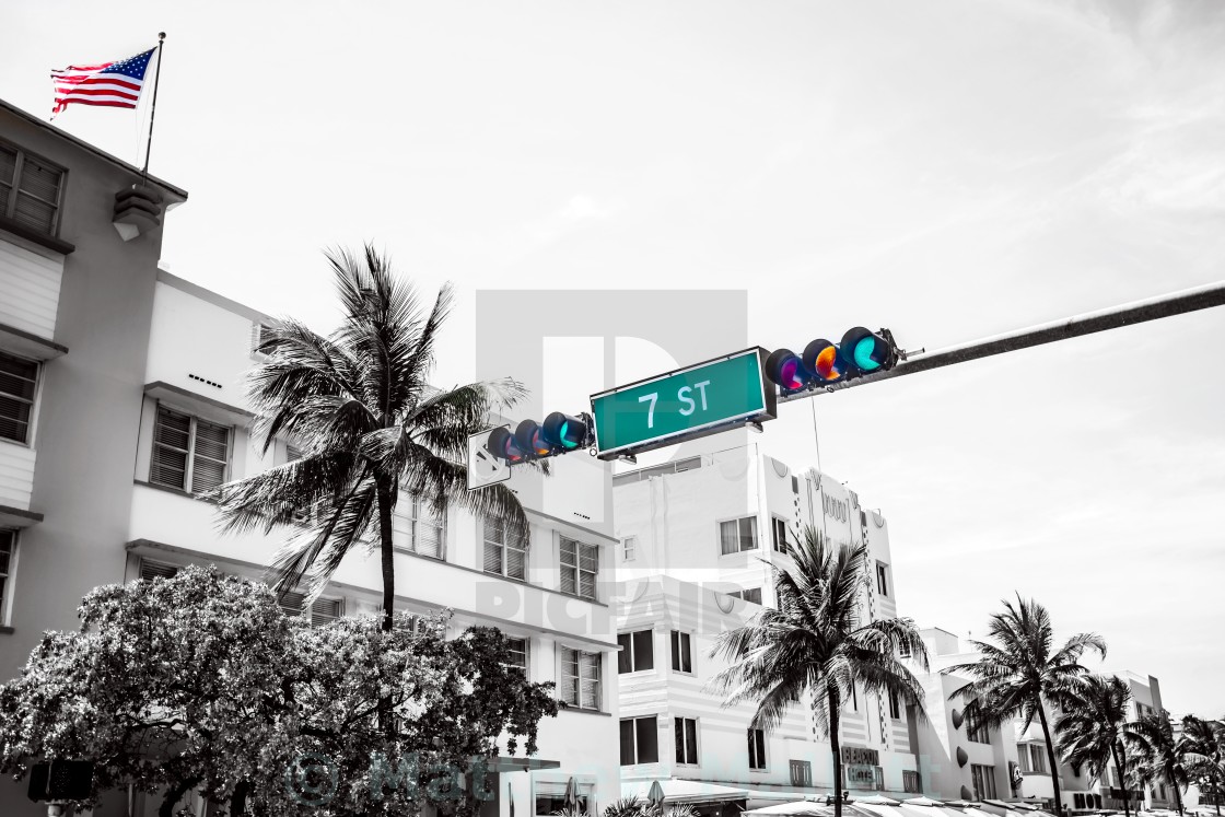 "South Beach Junction 7th Street Miami" stock image