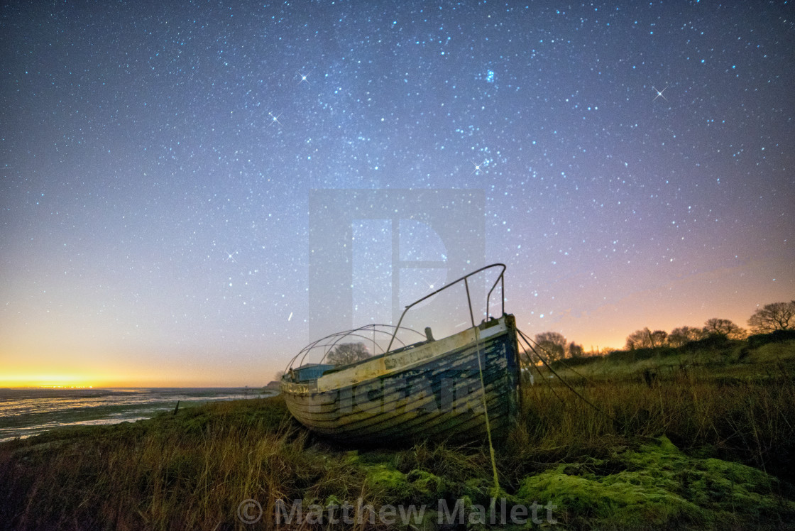 "Starlit Night Boat" stock image