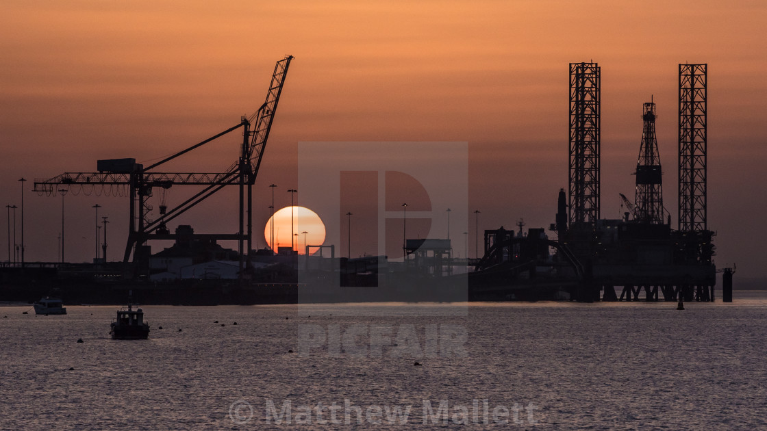 "Industrial Sunset Parkeston Quay" stock image