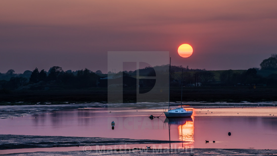 "Spring Backwaters Sunset" stock image