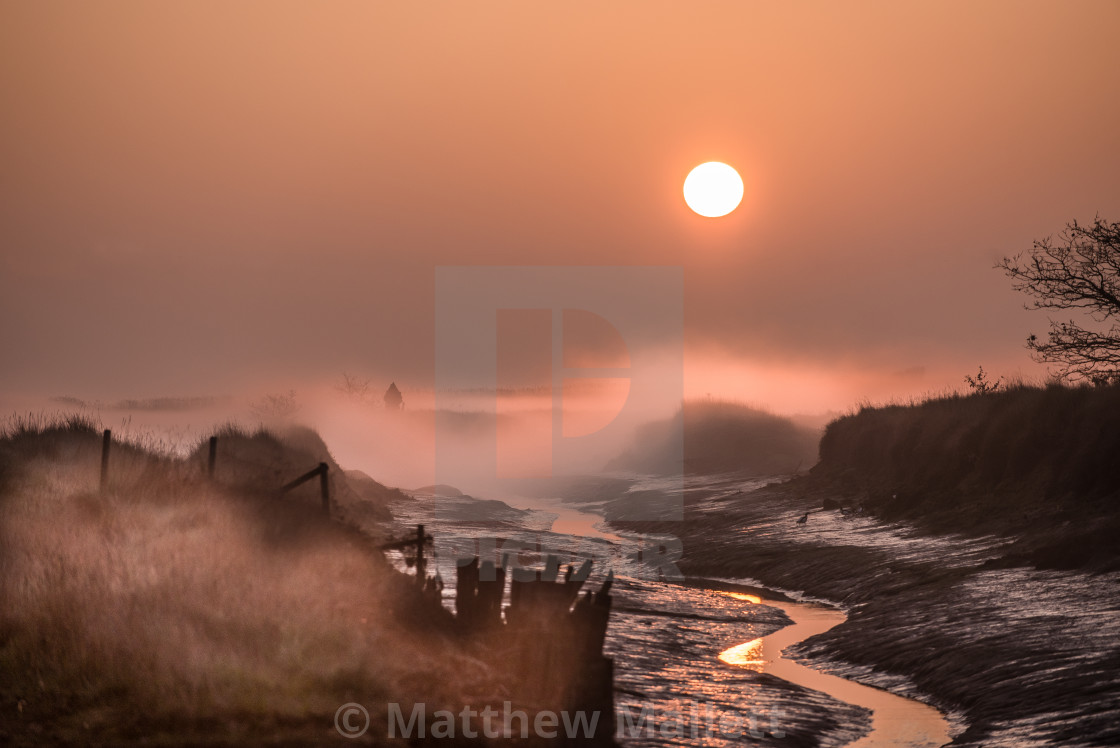 "Misty Sunrise Over Beaumont Essex" stock image